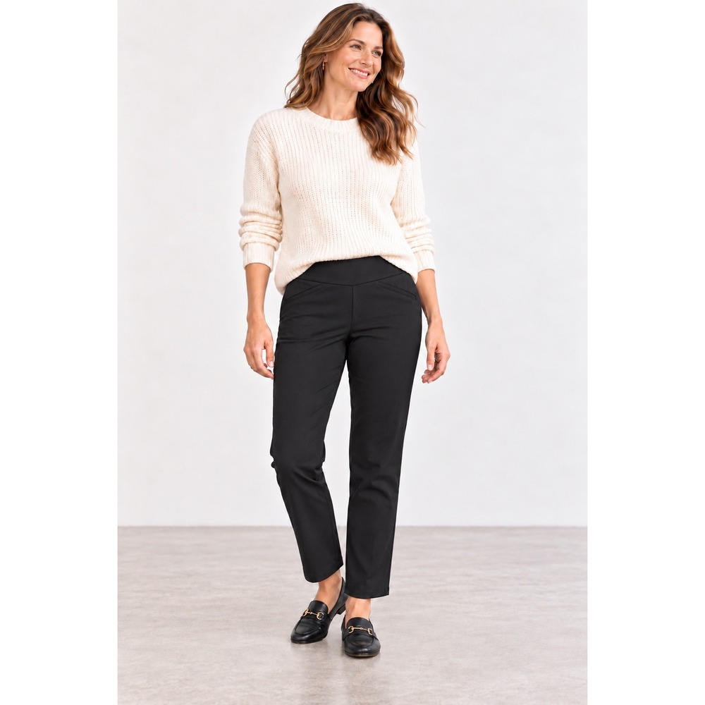 NWT Croft & Barrow Effortless Stretch Straight-Leg Pants Black 14 Short